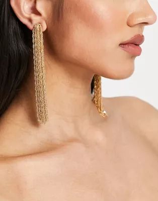 ASOS DESIGN earrings with tassel chain in gold tone | ASOS (Global)