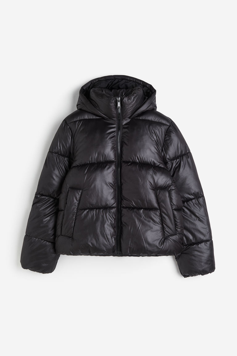 H & M - Hooded puffer jacket - Black | H&M (UK, MY, IN, SG, PH, TW, HK)