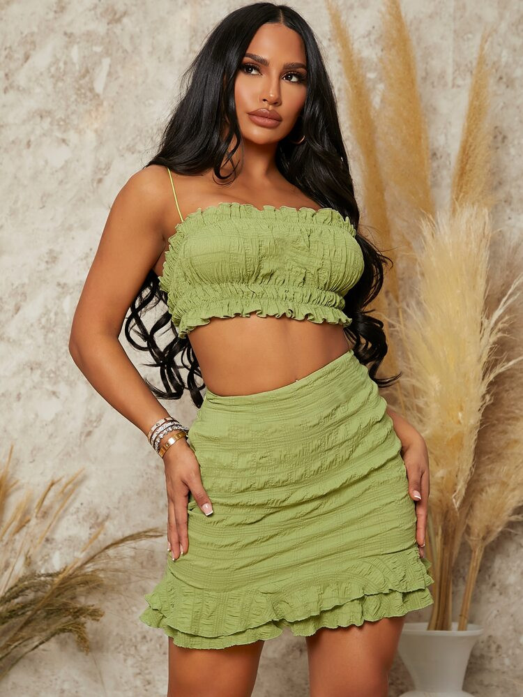 SHEIN SXY Frill Trim Ruched Bust Cami Top | SHEIN