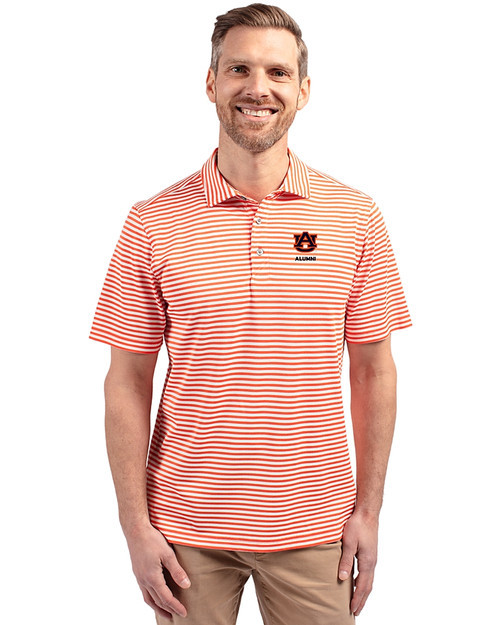 Auburn Tigers Alumni Cutter & Buck Virtue Eco Pique Stripe Recycled Mens Polo | Cutter and Buck, Inc.