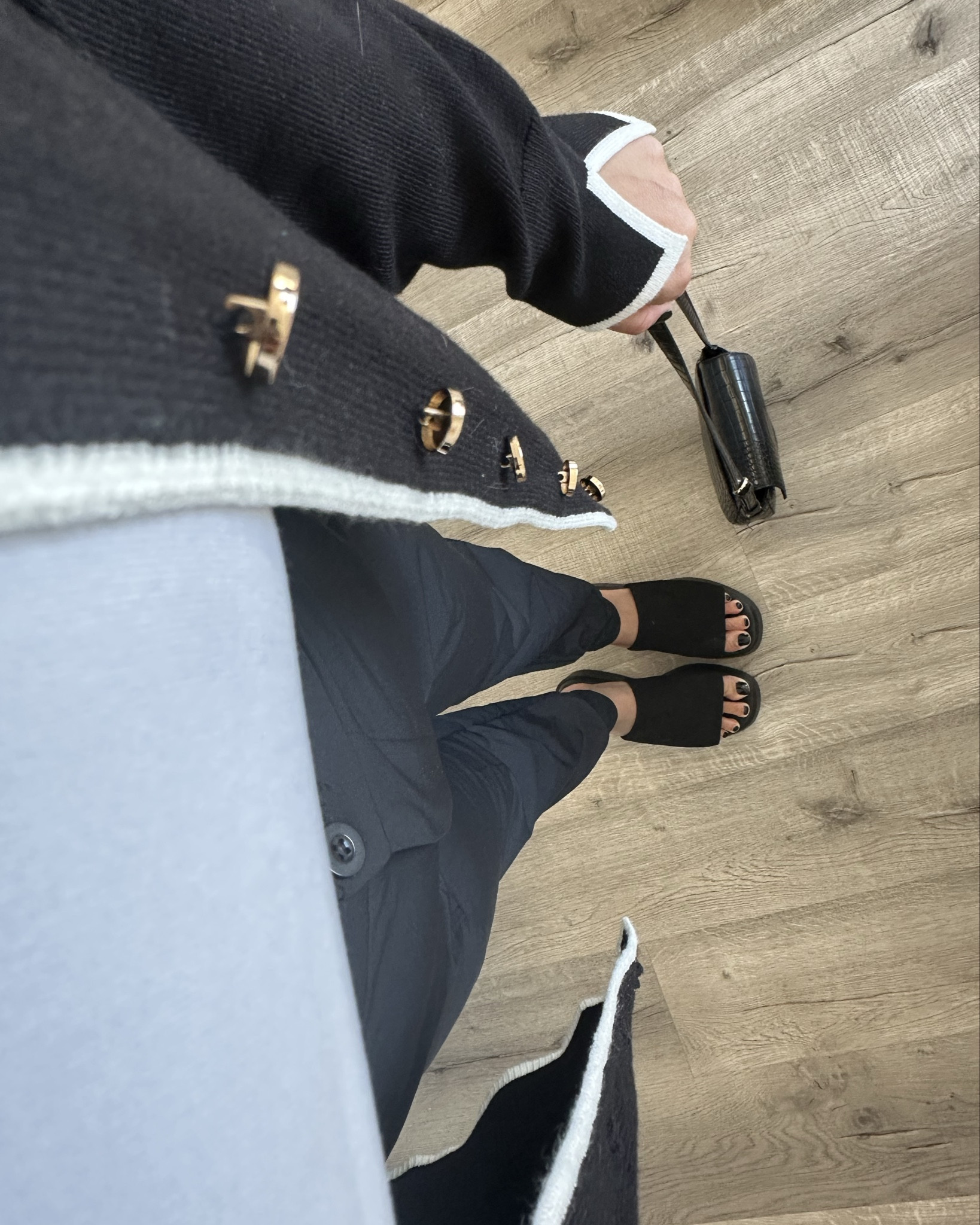 Obsessed with this black and white look! Dressed up or down in my cutesy sweater with gold accents and my 90s style platform strap sandals

#LTKWorkwear #LTKShoeCrush #LTKSaleAlert