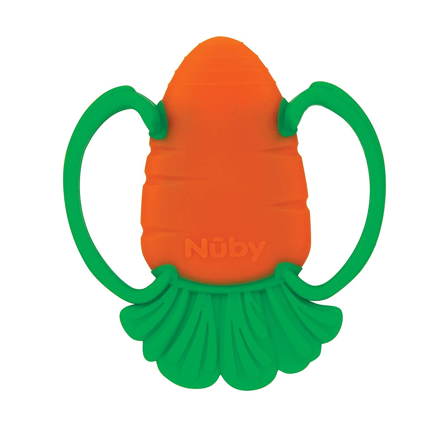 Nuby 2 Handle Silicone Fruit and Veggie Teether - 3+ Months (Orange) | Amazon (US)