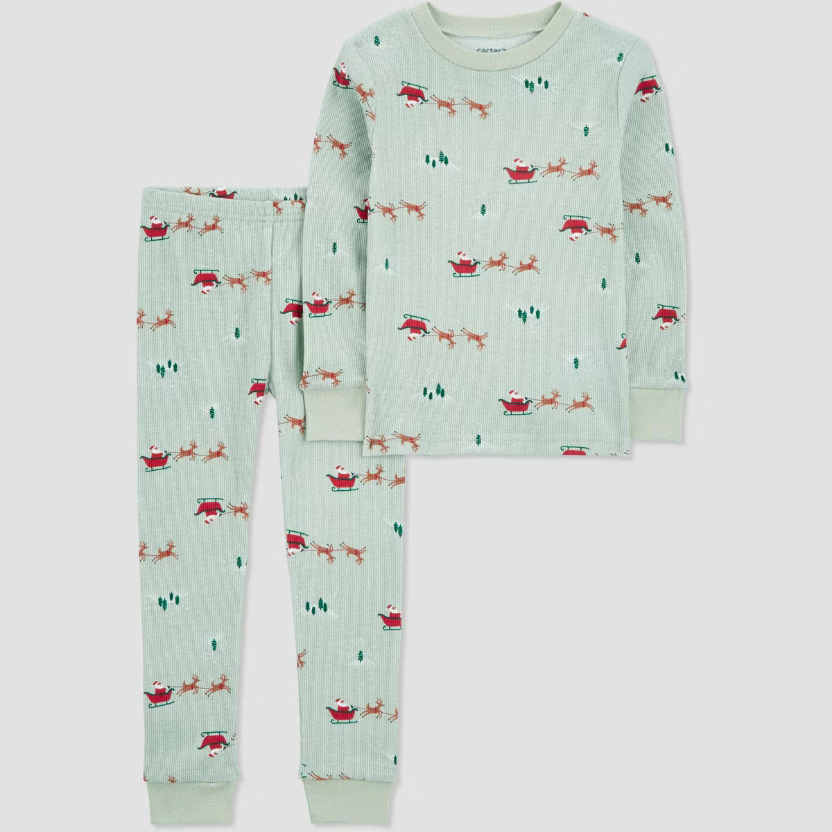 Carter's Just One You®️ Toddler 2pc Cotton Long Sleeve Santa Sleigh Pajama Set - Green 12M | Target