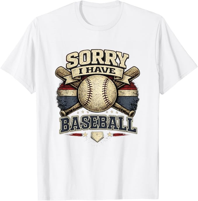 Sorry I Have Baseball Vintage Retro Graphic T-Shirt | Amazon (US)