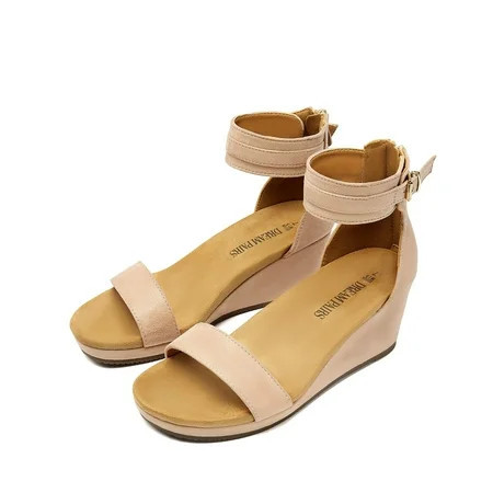 Dream Pairs Women s Sandals Nude Pu Platform Wedge Sandals Flat Platform Shoes Summer Comfort Size 9.5 B(M) US | Walmart (US)