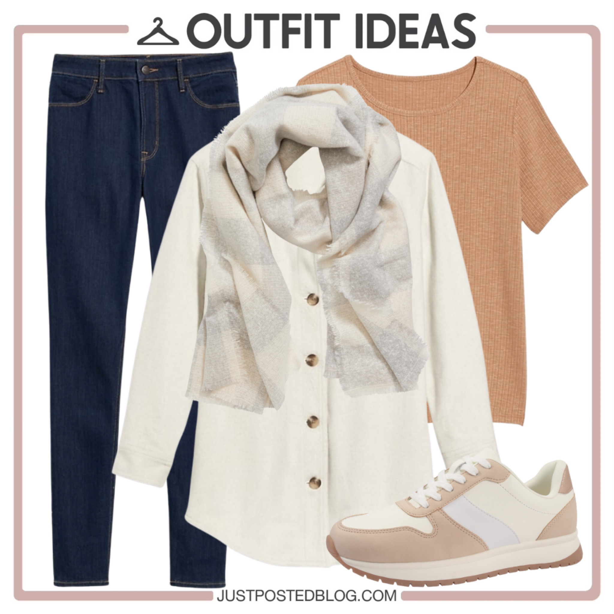 Casual look for fall with a white shacket 

#LTKstyletip #LTKunder50 #LTKsalealert