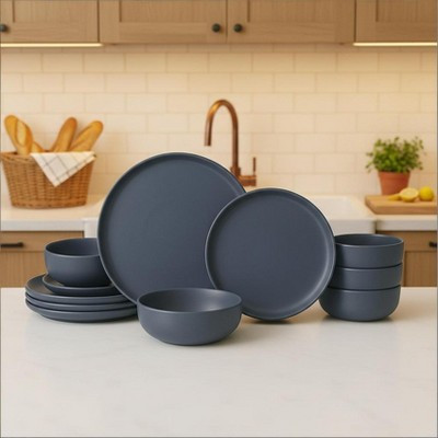 GreenElevate Porcelain Elegance 12-Piece Dinnerware Set for 4, Plates&Bowls, Microwave & Dishwasher Safe, Non-Toxic Matte Glaze, Stackable Kitchenware | Target