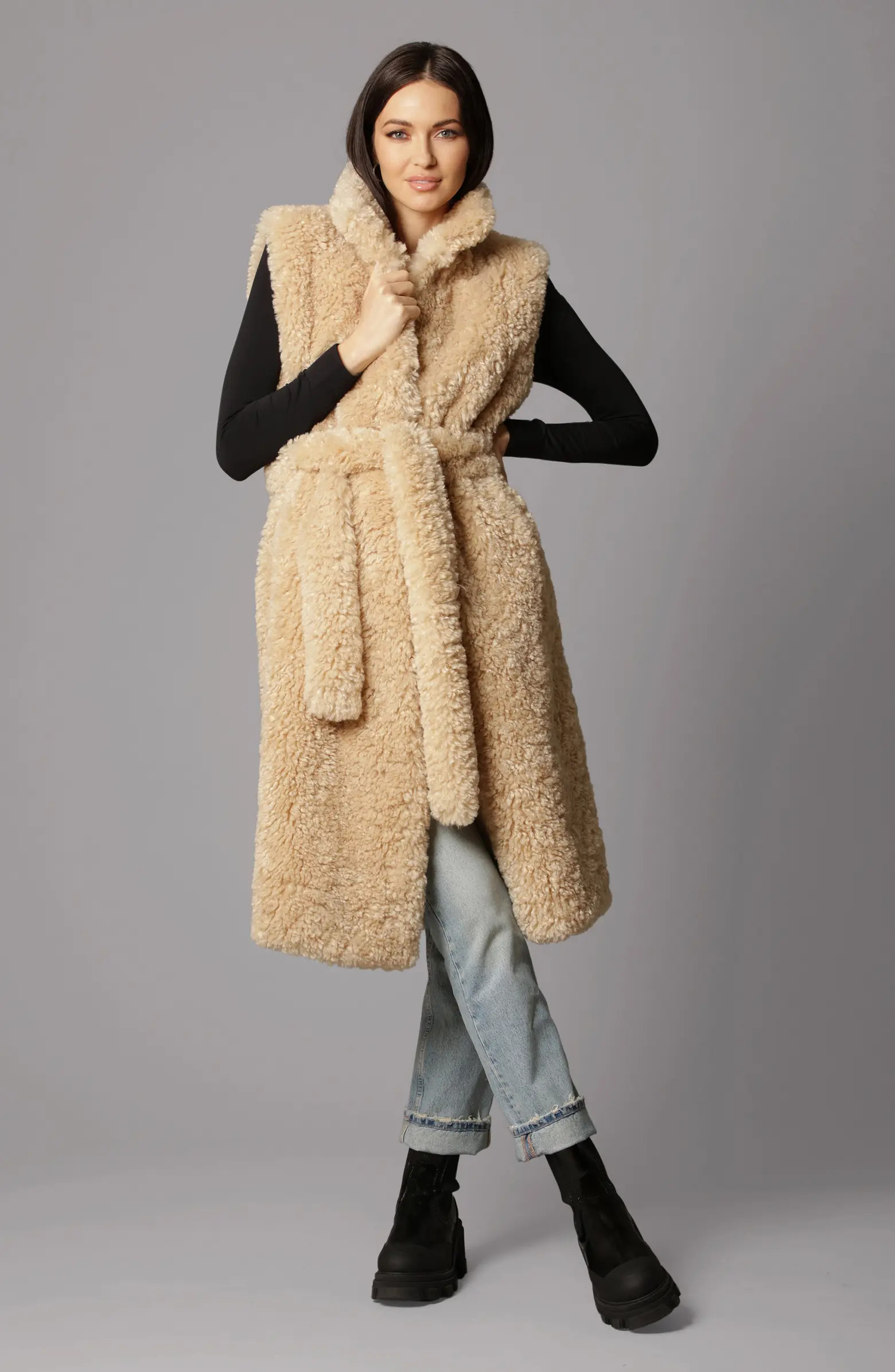 Avec Les Filles Faux Fur Belted Longline Vest | Nordstrom | Nordstrom
