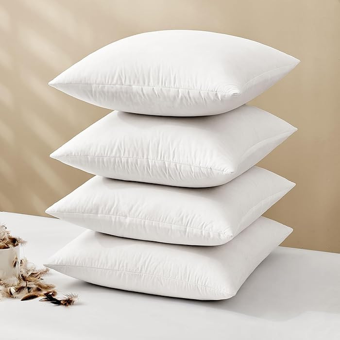MIULEE Pillow Inserts 20x20 (Pack of 4,White), Down Feather Throw Pillow Inserts, Premium Fluffy ... | Amazon (US)