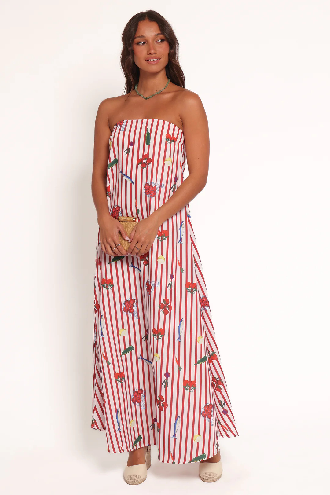Soph Strapless Maxi Dress - Red Picnic Stripe | Petal & Pup (US)