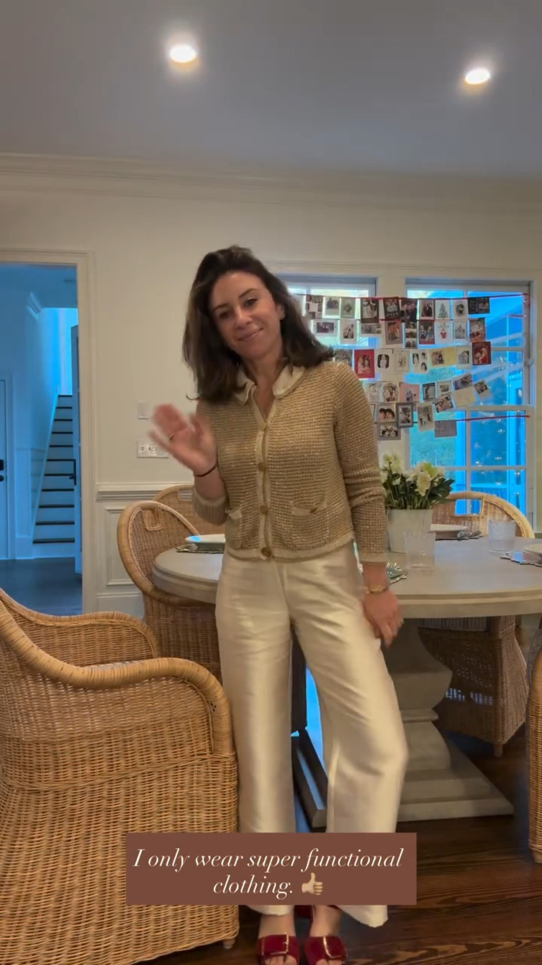 I only wear super functional clothing. 👍🏼 ivory pants from Reformation (size down) with a toddler! 