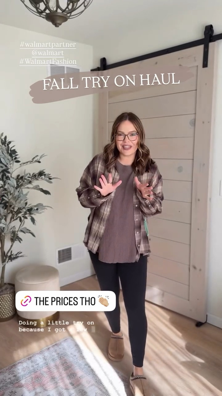 FALL TRY ON HAUL Walmart brown tones // wearing size 1x in the flannel and long sleeve waffle knit top

#LTKMidsize #LTKFindsUnder50 #LTKStyleTip