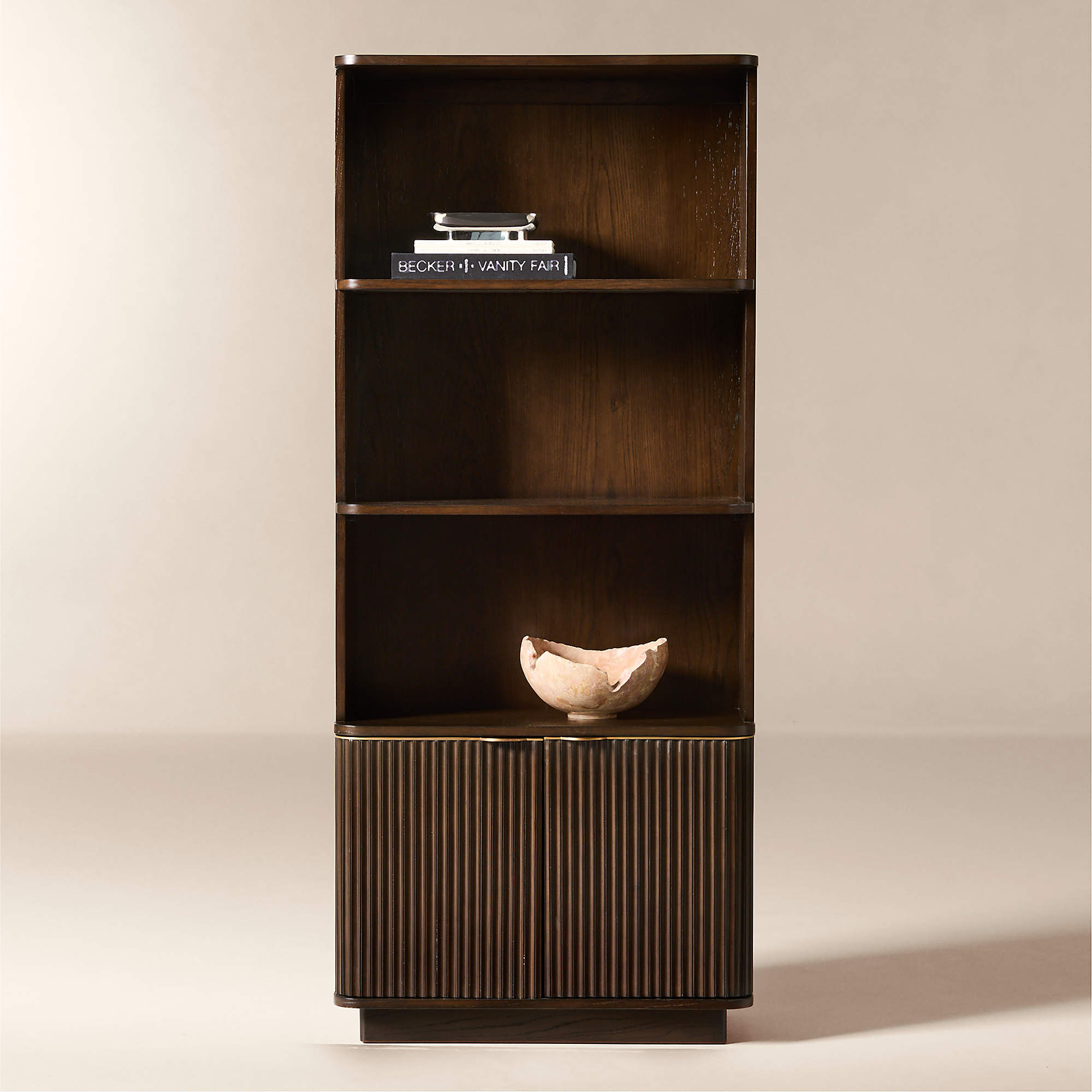 Davison Fluted Dark Oak Bookcase + Reviews | CB2 | CB2