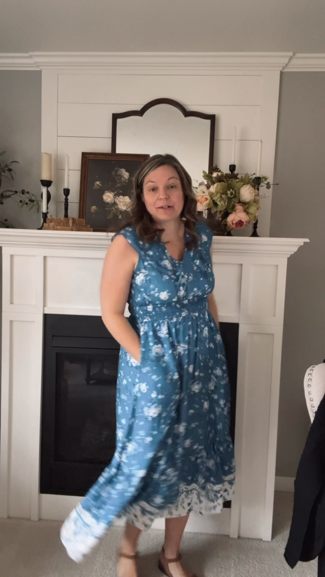 No fancy influencing hair just a pretty dress and a simple cardigan. You will love the way it looks. Both are true to size and so comfy.