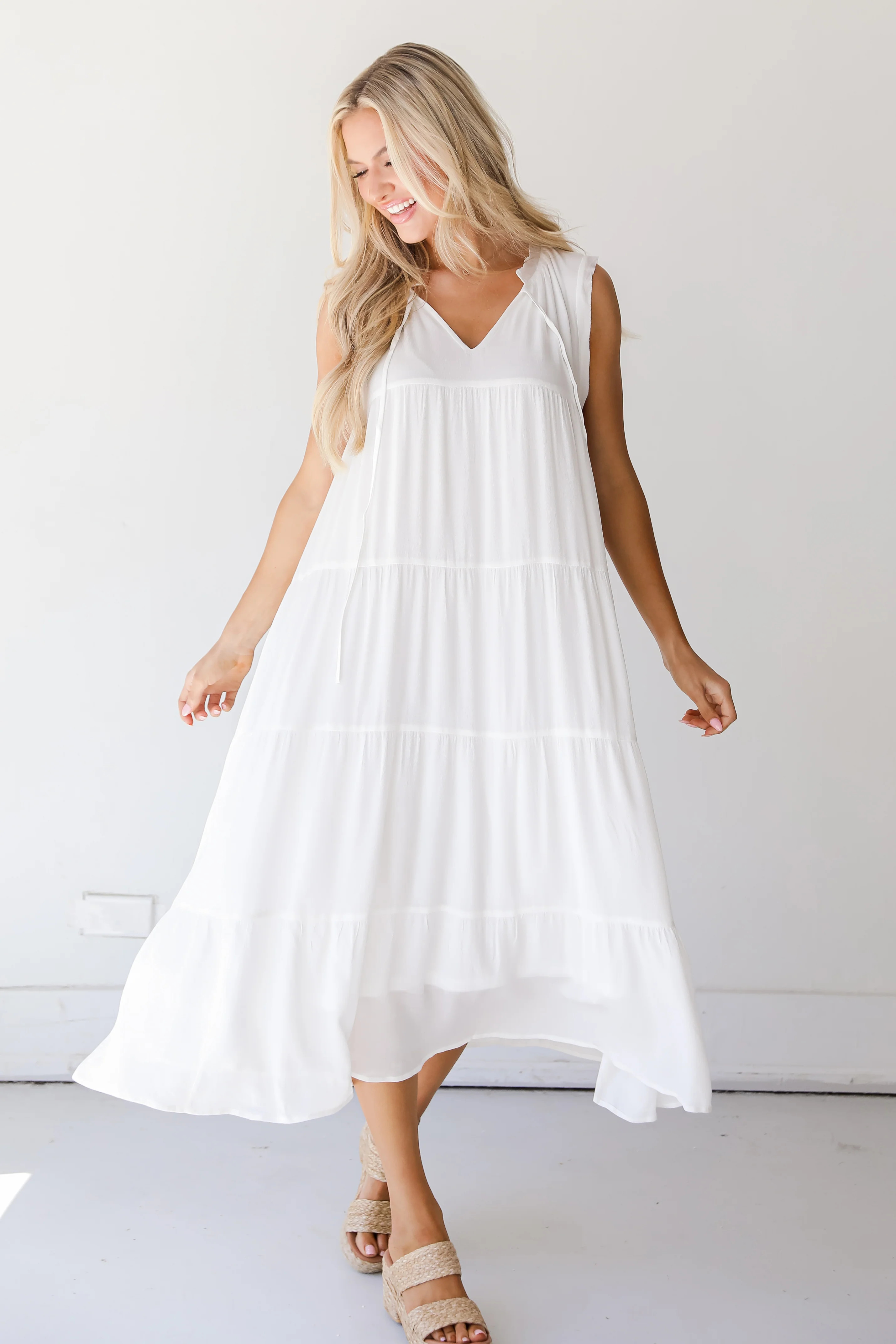 Oh So Flirty Tiered Midi Dress | Dress Up
