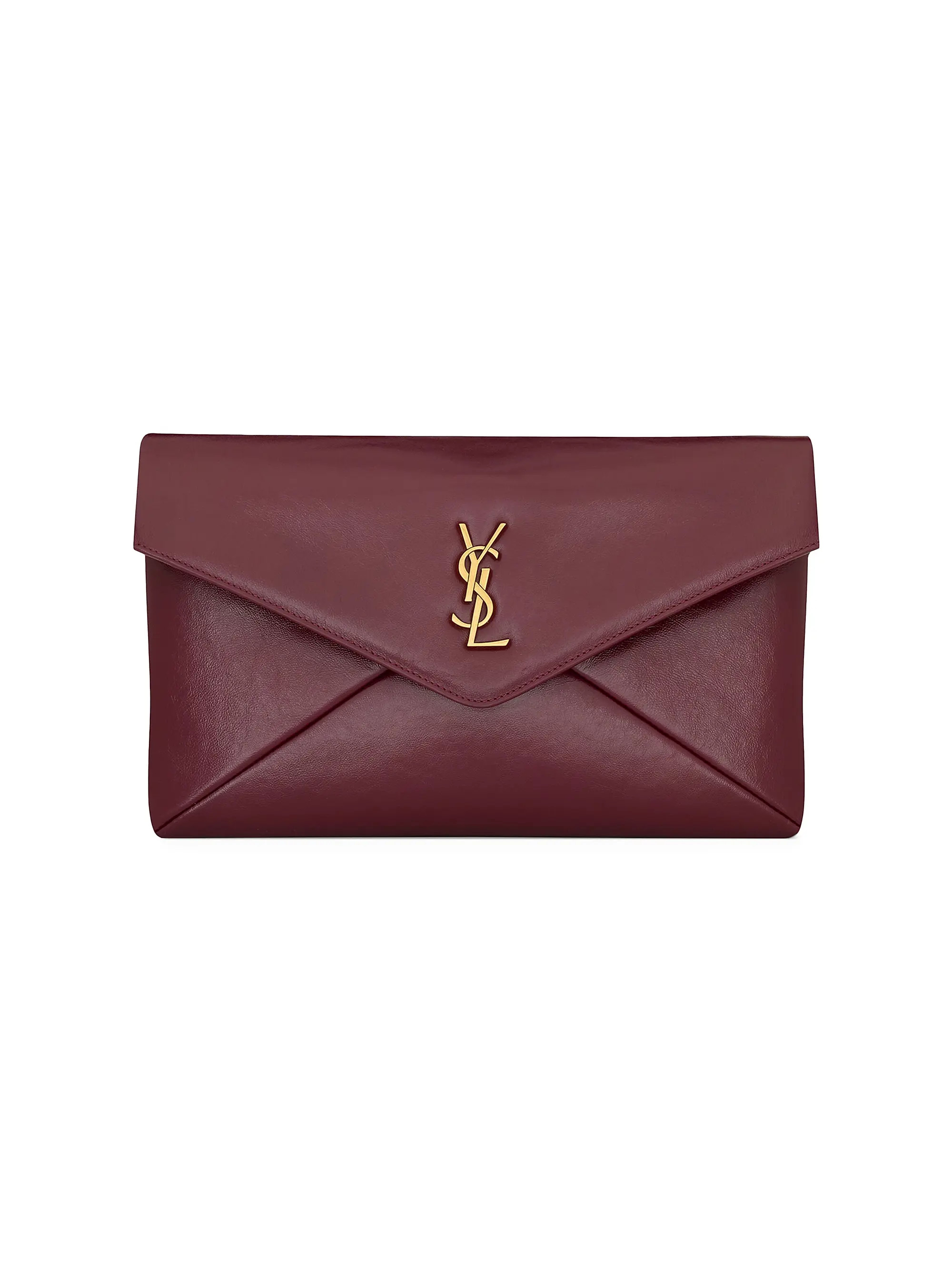 Saint Laurent Cassandre Large Envelope Pouch in Shiny Leather | Saks Fifth Avenue | Saks Fifth Avenue