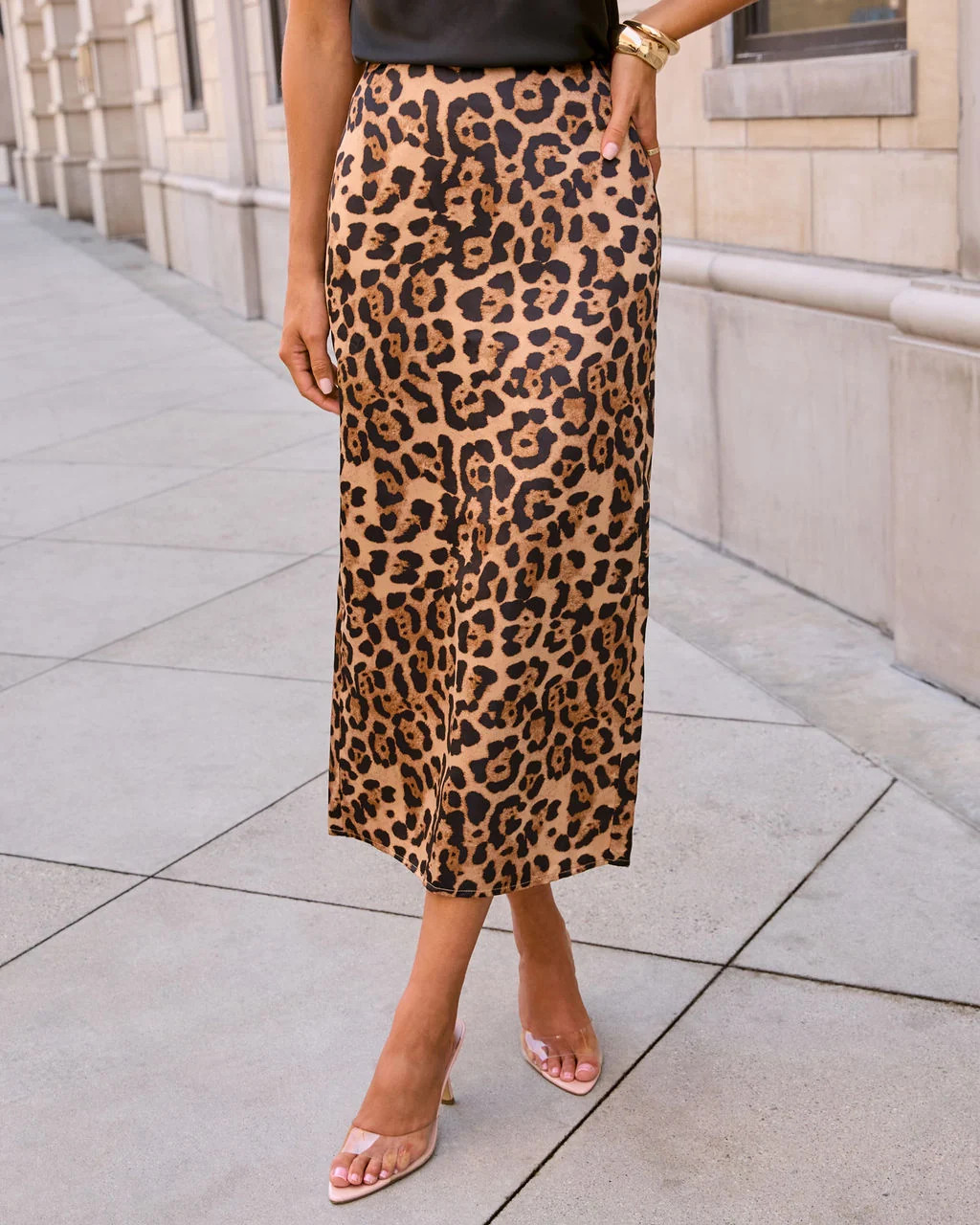 Danni Satin Animal Print Maxi Skirt | VICI