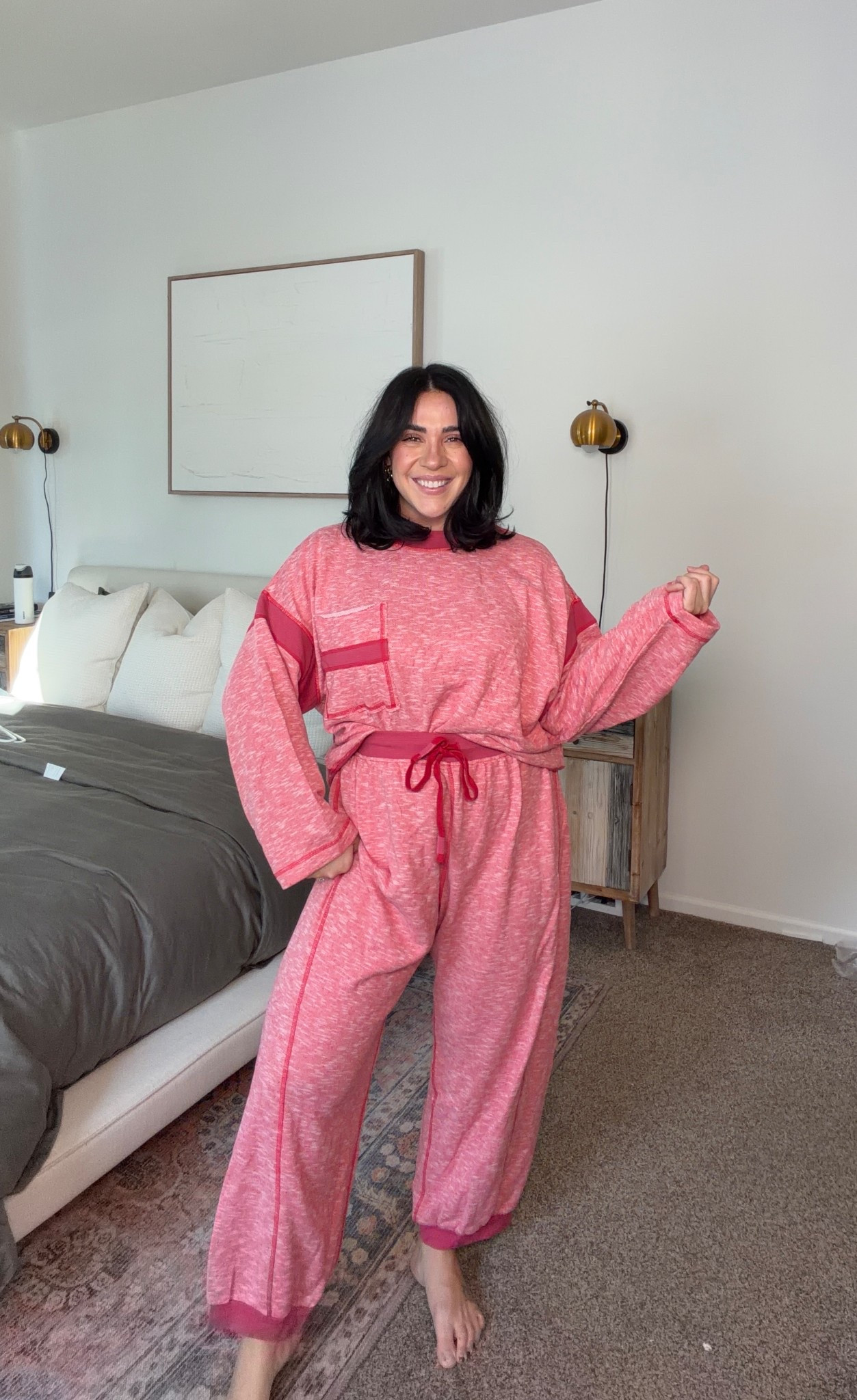 Cozy, lightweight, oversized. I did a large. 

#LTKmomlife #LTKfitnessgoals #LTKMidsize