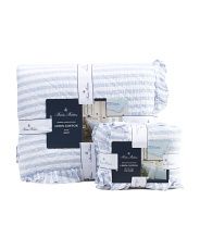 Linen Stripe Ruffled Edge Quilt And Shams Collection | TJ Maxx