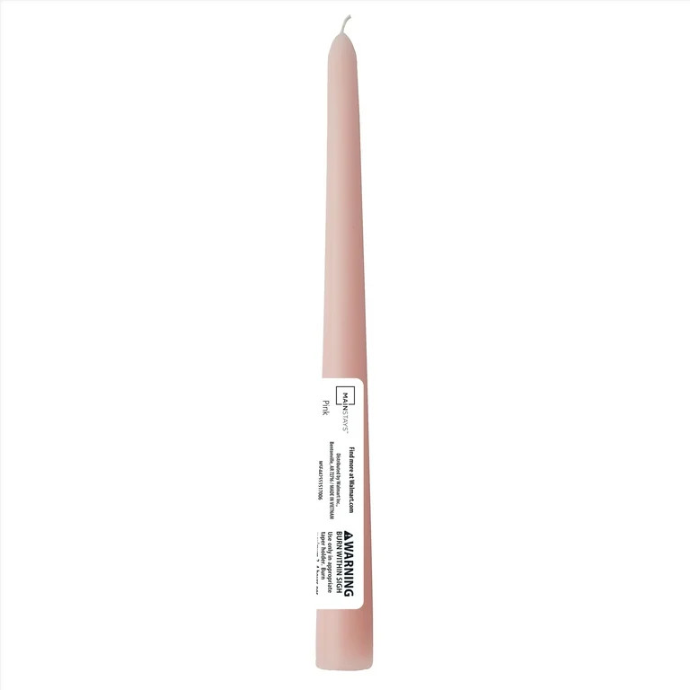 Mainstays Single Wick 10" Taper Candle, Unscented, Pink | Walmart (US)