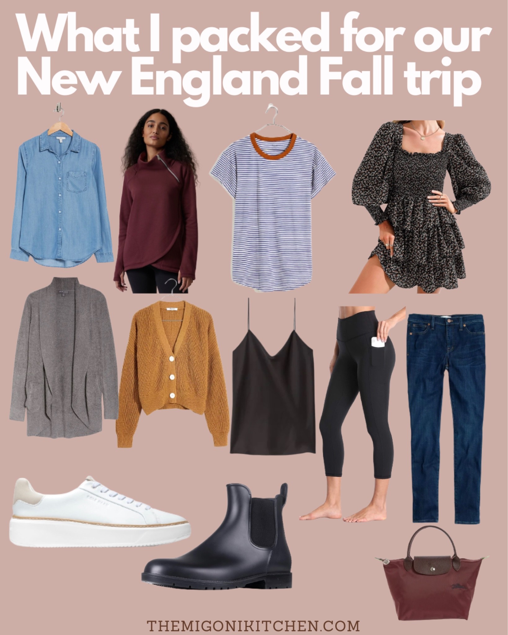 Here’s everything I packed for a 4 day Fall trip to New England! Lots of layers, comfy shoes for short hikes and exploring the little towns. And a cute dress for evening dinners! All fit into my carryon nicely with room for some maple candies to bring home! #falloutfit #falltravel #whatipacked 

#LTKtravel #LTKSeasonal