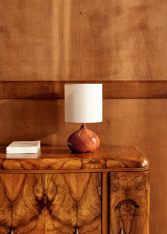 Small Banjo Table Lamp US - Rust - Dolce lampshade - Jute Burlap | Sezane Paris - US