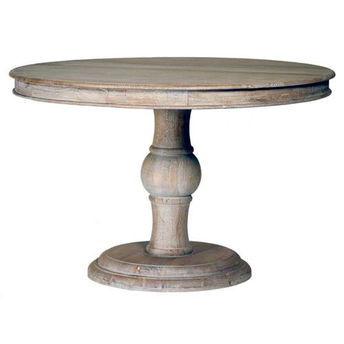 Art French Country Grey Mango Wood Round Pedestal Dining Table - 47"W | Kathy Kuo Home