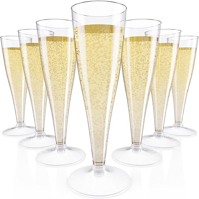 JOLLY CHEF 100 Pack Plastic Champagne Flutes Disposable 4.5 oz Clear Plastic Champagne Glasses Pe... | Amazon (US)