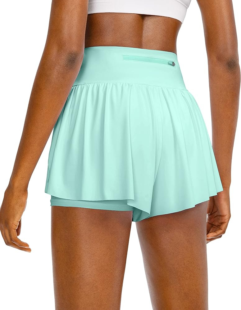 Flowy Running Shorts for Women with 4 Pockets 2 in 1 High Waisted Women's Butterfly Workout Athle... | Amazon (US)