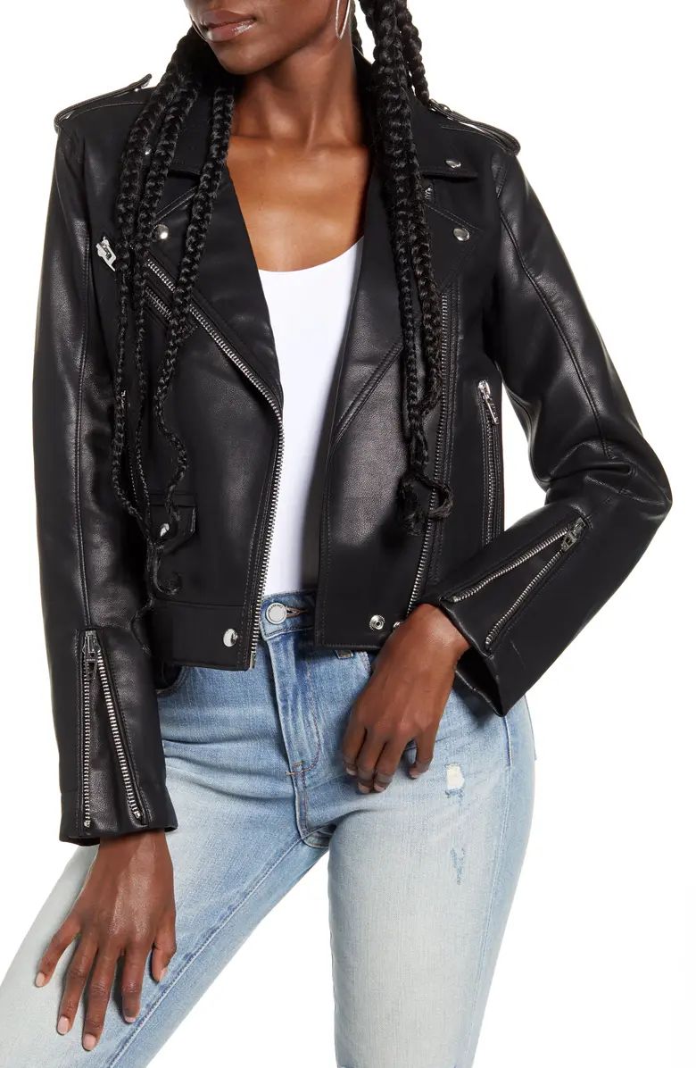 Semi-Fitted Faux Leather Moto Jacket | Nordstrom