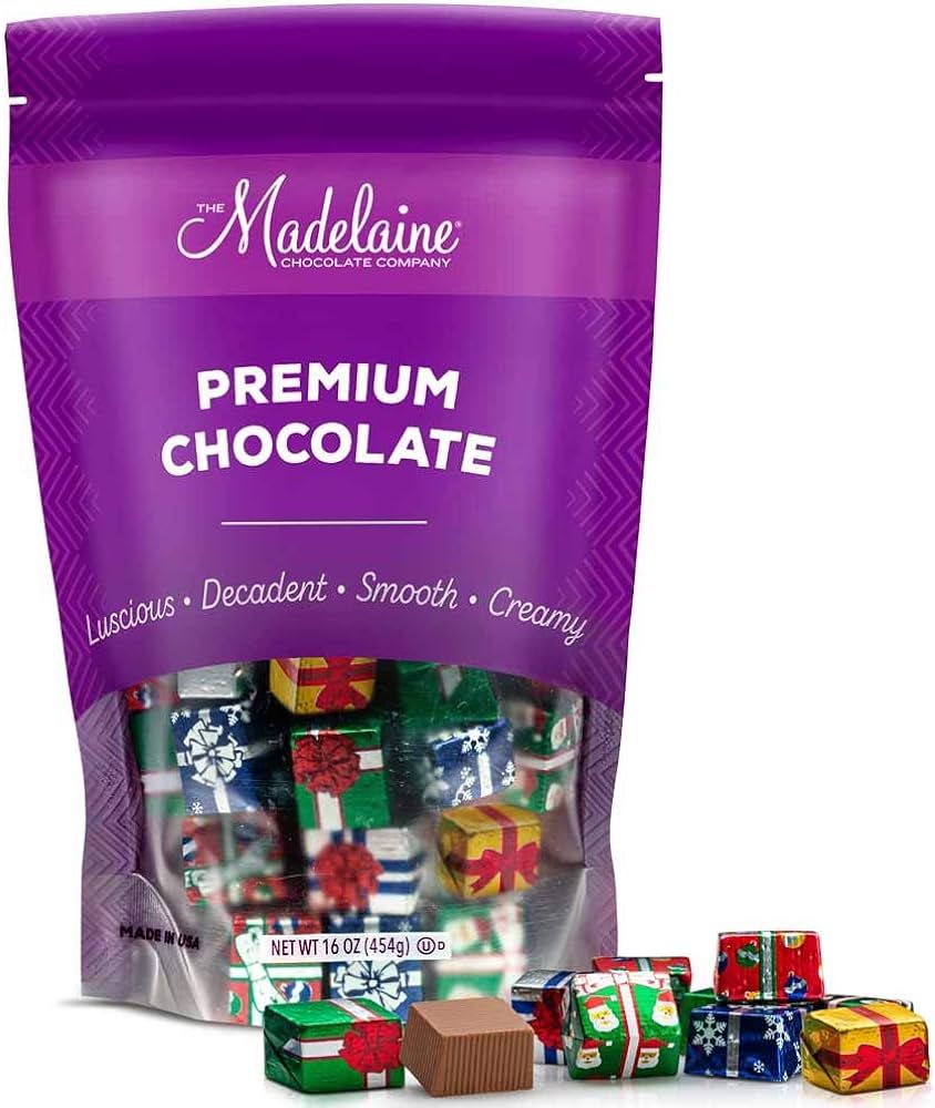 Madelaine Solid Premium Milk Chocolate Christmas Presents, Wrapped In Assorted Holiday Gift Wrap ... | Amazon (US)