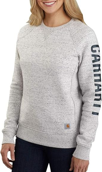 Carhartt Women's Relaxed Fit Midweight Crewneck Block Logo Sleeve Graphic Sweatshirt | Amazon (US)