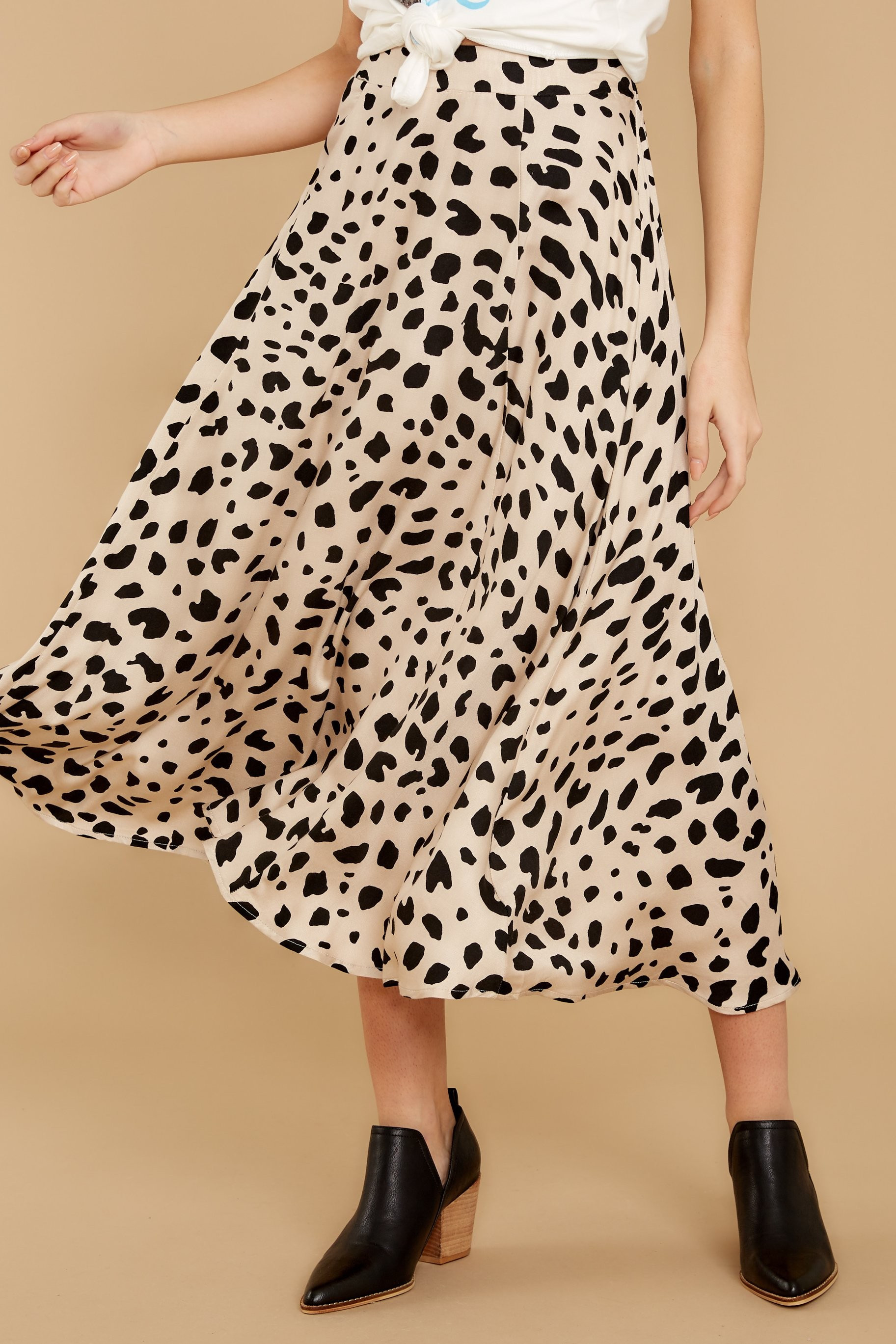 Beat You To It Cream Print Midi Skirt Beige | Red Dress 