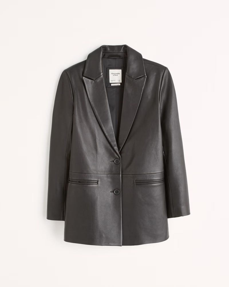Abercrombie & Fitch Women's Genuine Leather Blazer in Black - Size S | Abercrombie & Fitch (US)