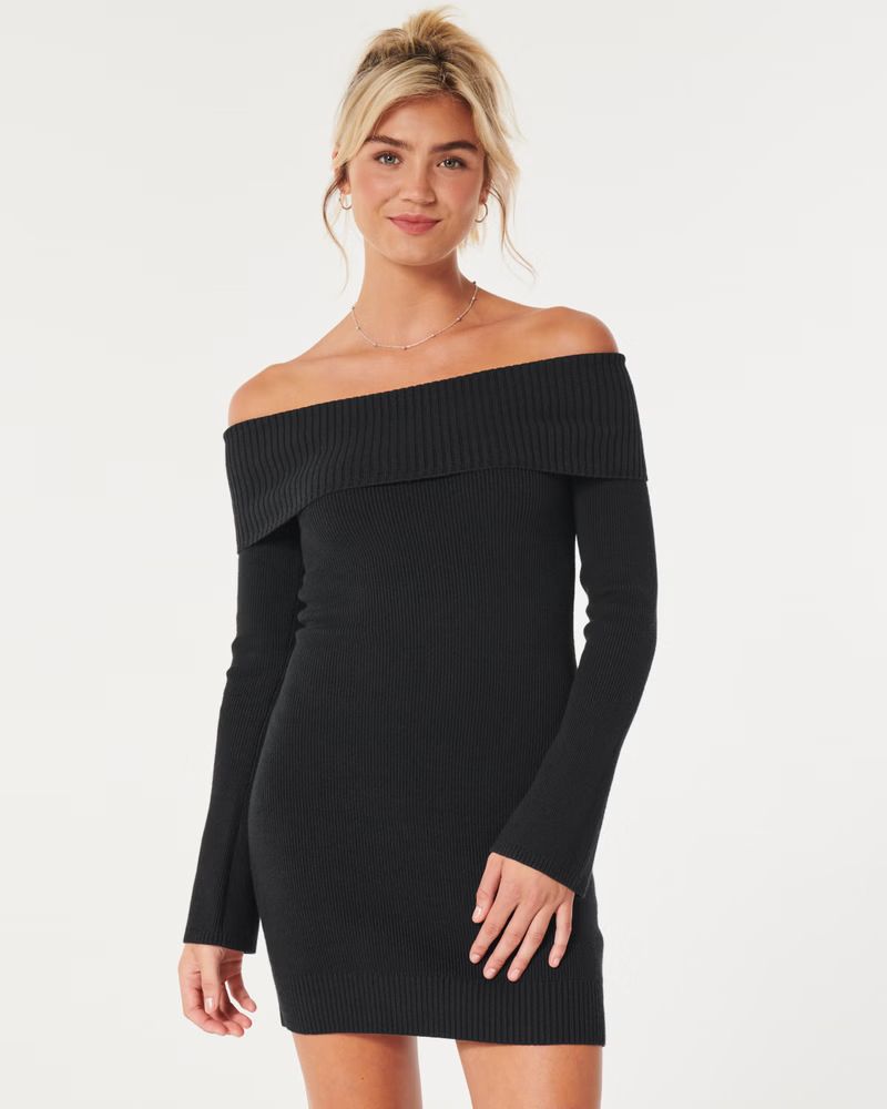 Off-the-Shoulder Sweater Dress | Hollister (US)