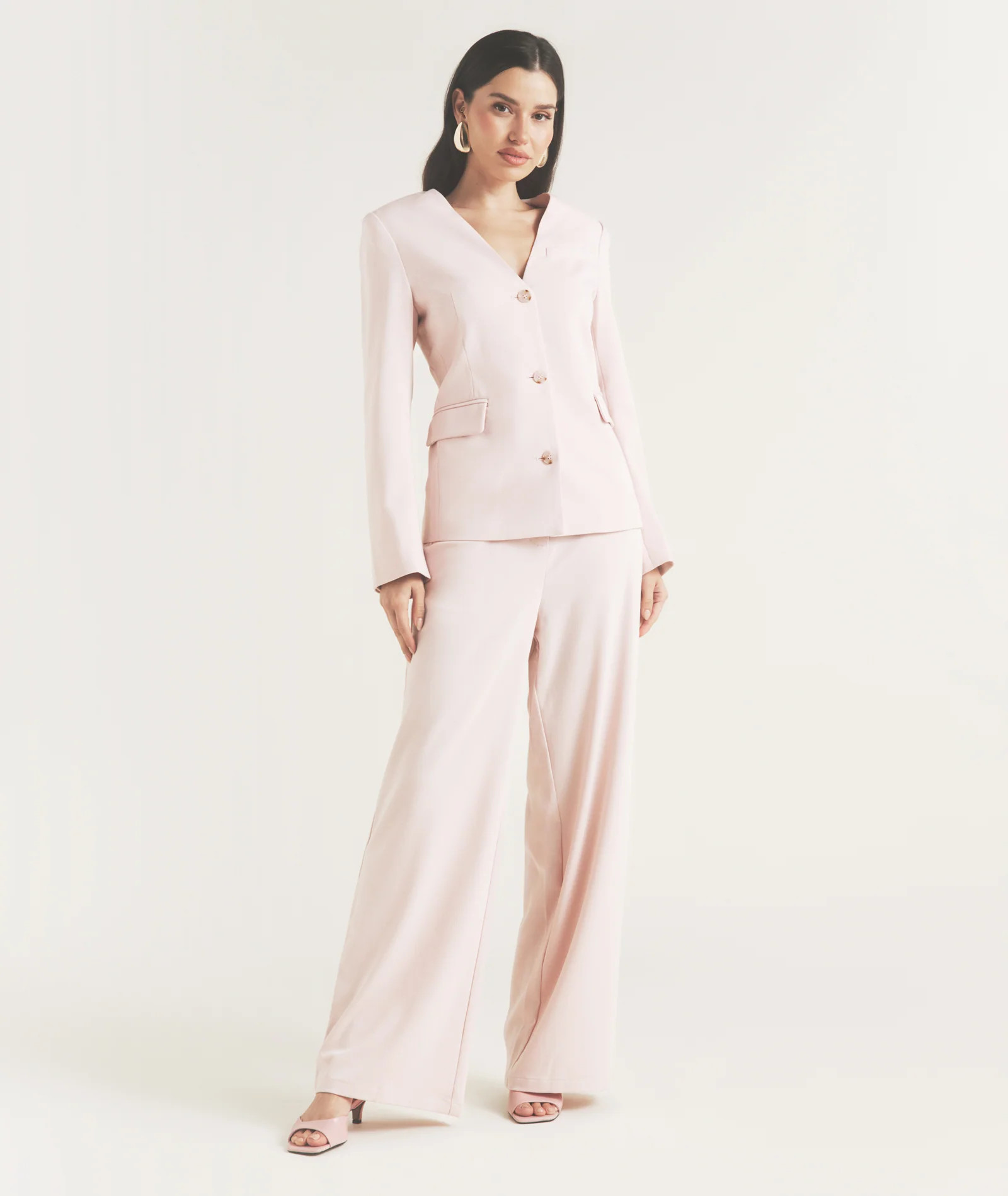 Tailored Wide Leg Trouser - Pink | Six Stories