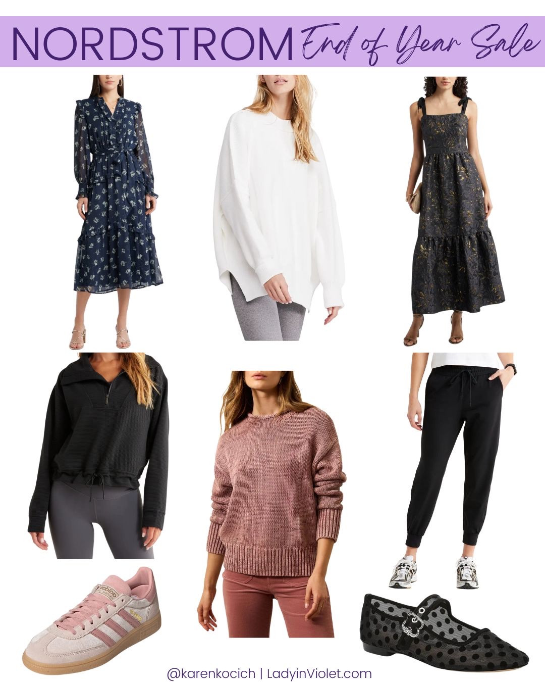 Nordstrom End of Year Sale Finds I’m Loving 

The Nordstrom End of Year Sale is one of the best times to refresh your wardrobe, and I rounded up some of my favorite sale picks you don’t want to miss. From everyday staples to special-occasion pieces, these finds are such good buys right now.

I found the cutest adidas pink sneakers—perfect for casual outfits and mom-on-the-go days. There’s also a gorgeous wedding guest dress that’s timeless and flattering, plus the perfect work dress for winter that’s polished, warm, and office-ready. For cozy layers and winter outfits, I’m loving a soft pink sweater, a white oversized sweater that goes with everything, and a classic half zip sweater you’ll wear on repeat.

I also found comfy black jogger pants for elevated loungewear days and chic mesh ballet flats that dress up any outfit while staying comfortable.

These Nordstrom sale finds are going fast, so I’m linking all of my end-of-year sale picks below before sizes sell out! 

#LTKFindsUnder100 #LTKSeasonal #LTKSaleAlert