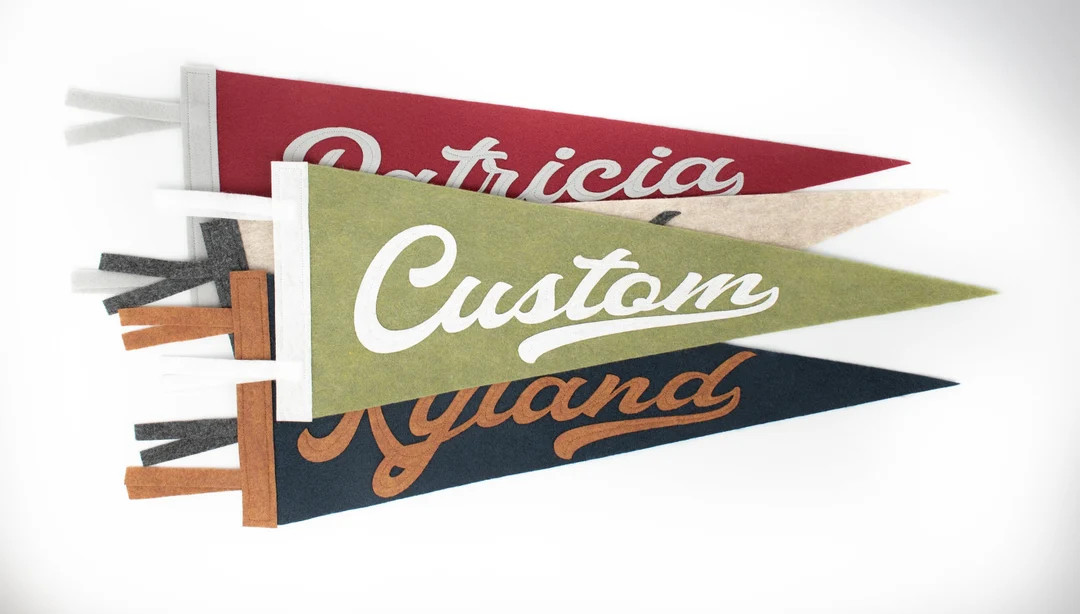 Vintage Script Custom Pennant Flag { Customizable Pennant - Personalized Gift - Sewn Detail - Bed... | Etsy (US)