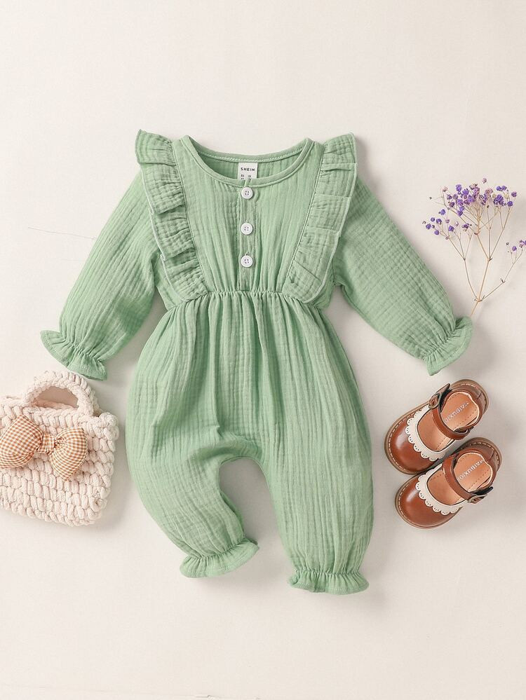 Baby Ruffle Trim Flounce Sleeve Jumpsuit | SHEIN