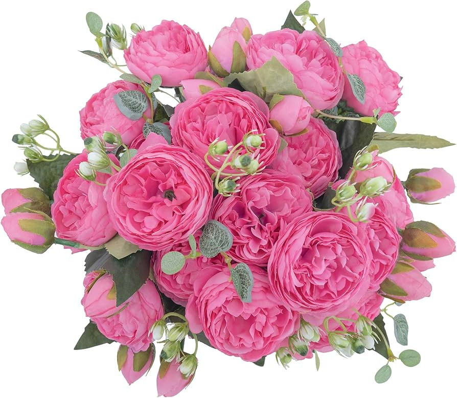 KAHAUL Artificial Flowers Silk Peony Fake Flower Small Pieces Wedding Bouquet Design for Home Wed... | Amazon (US)