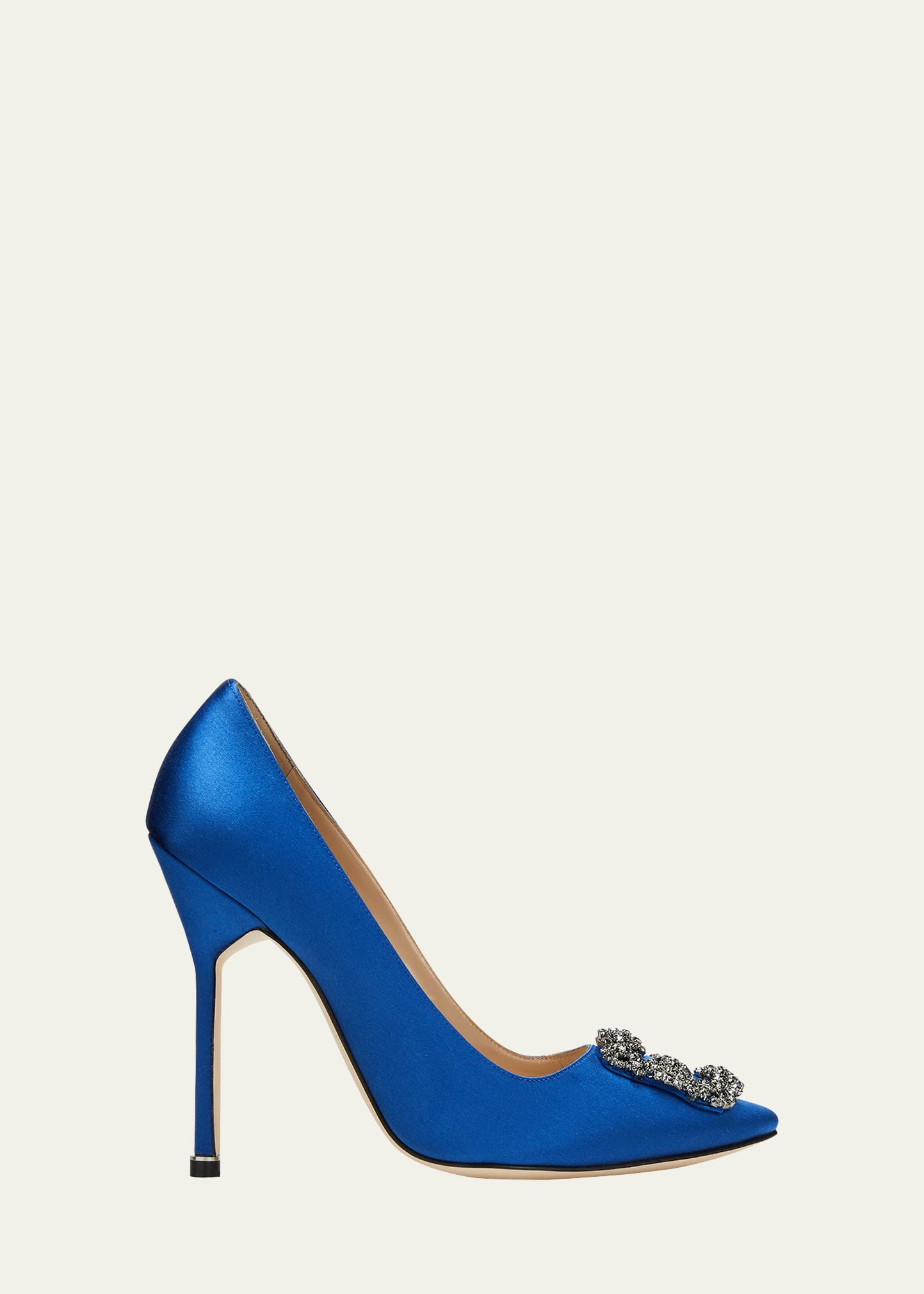 Manolo Blahnik Hangisi 115mm Satin Crystal-Toe Pump | Bergdorf Goodman