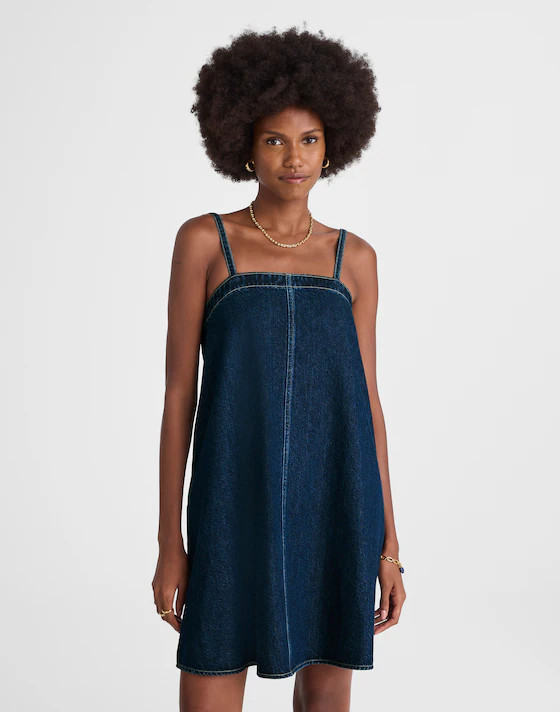 Denim A-Line Mini Dress in Bright Rinse Wash | Madewell