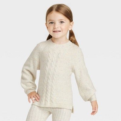 Toddler Girls' Textured Mock Neck Pullover Sweater - Cat & Jack™ Cream | Target