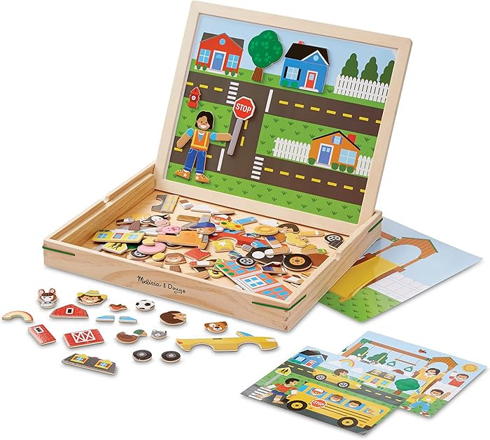 Melissa & Doug Wooden Magnetic Matching Picture Game with 119 Magnets and Scene Cards Magnetic Bo... | Amazon (US)