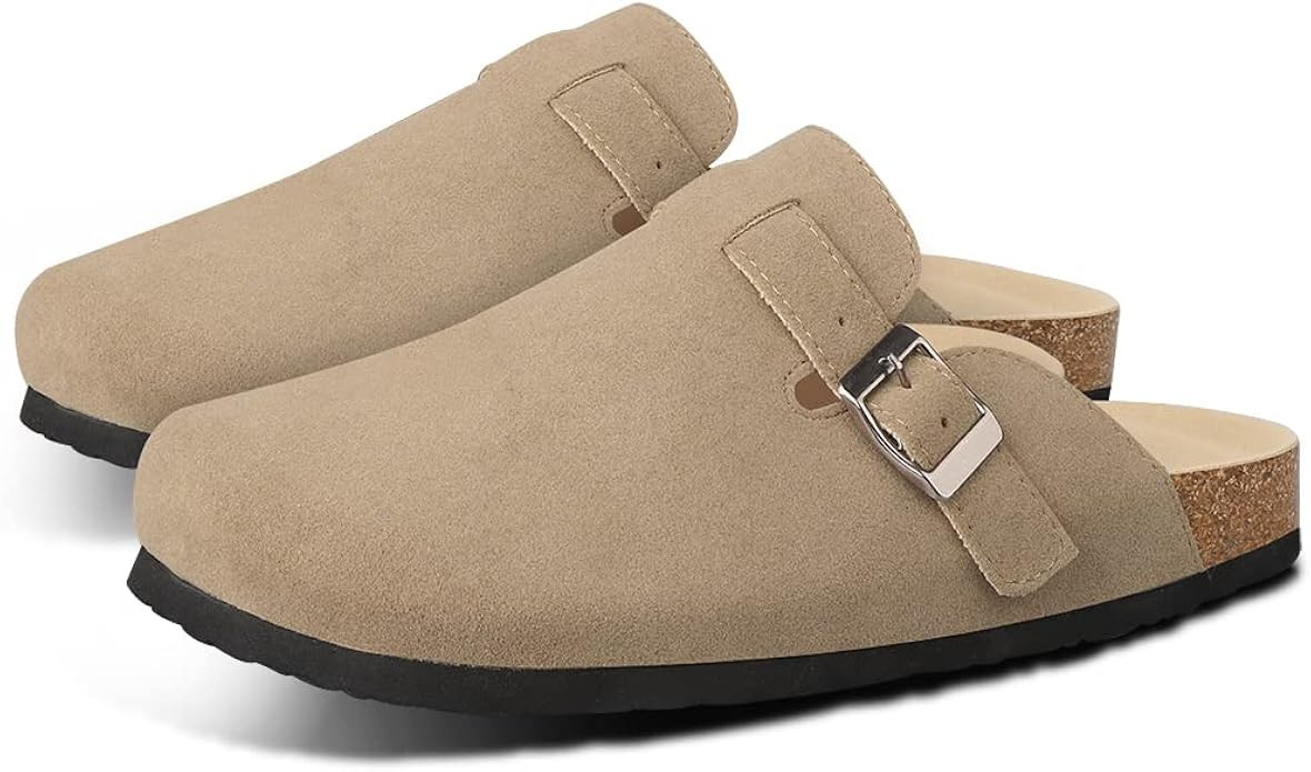 Boston Suede Clogs for Women Men Dupes Unisex Arizona Delano Slip-on Potato Shoes Footbed Cork Cl... | Amazon (US)
