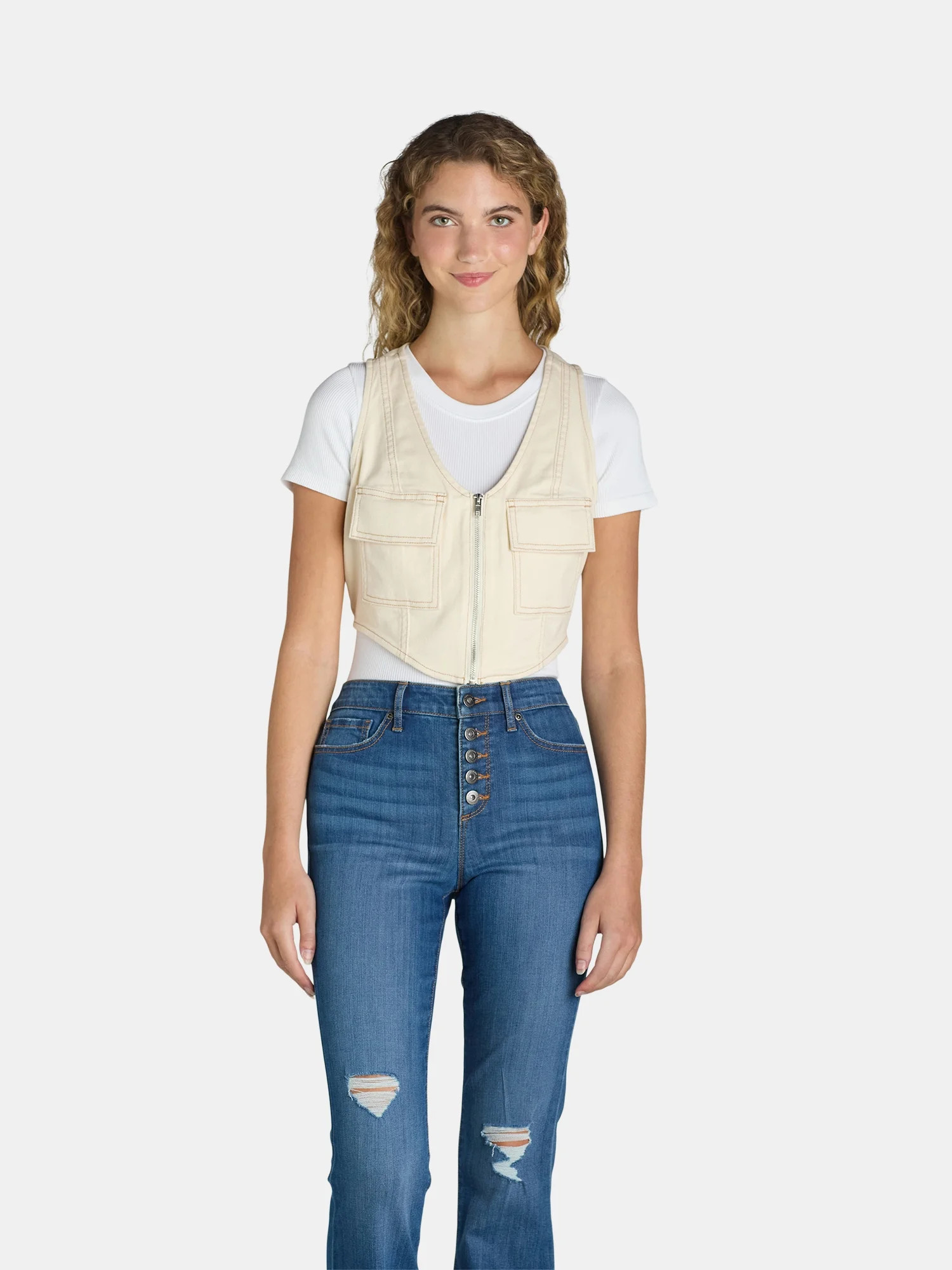 Madden NYC Juniors Denim Vest, Sizes XXS-XXL | Walmart (US)