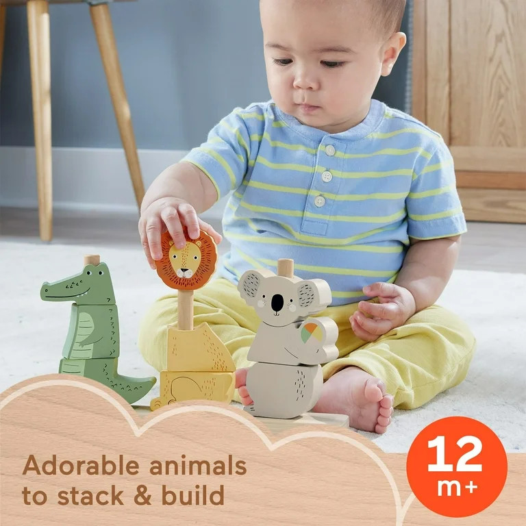 Fisher-Price Wooden Stack & Sort Animals Stacking Toy for Development Play, Baby & Toddler 1Y+, 1... | Walmart (US)