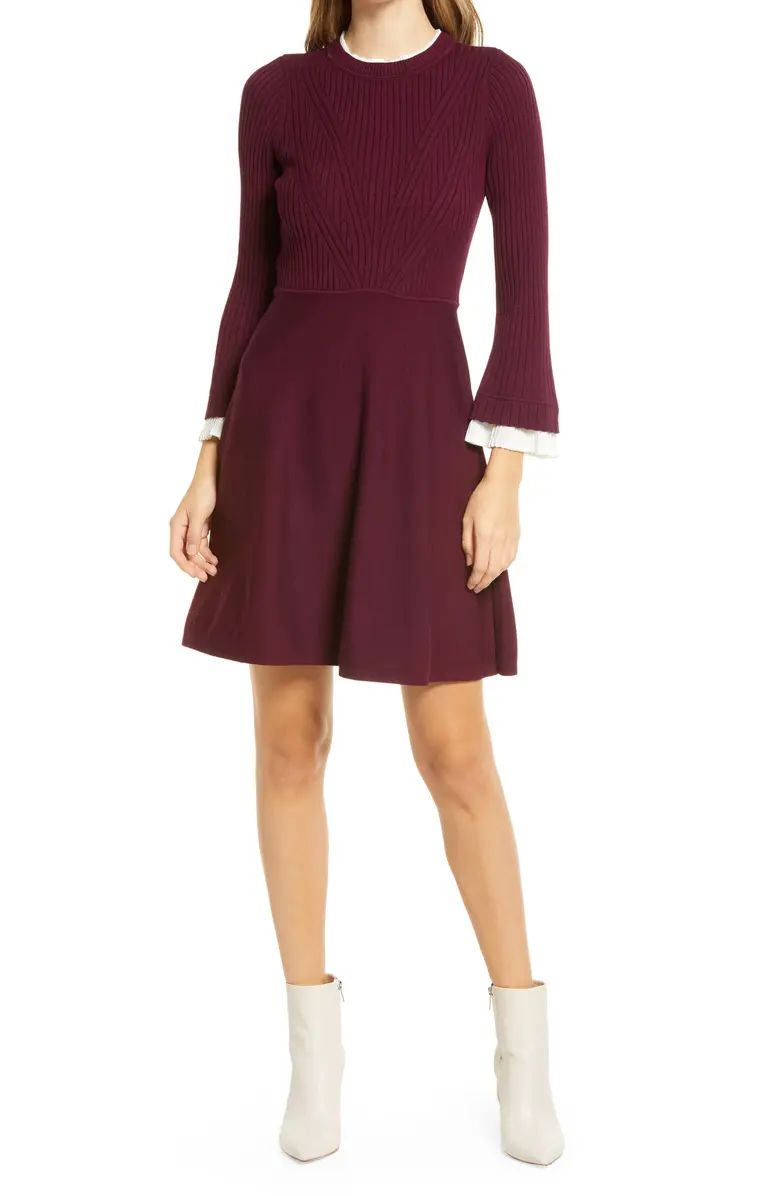 Long Sleeve Fit & Flare Sweater Minidress | Nordstrom