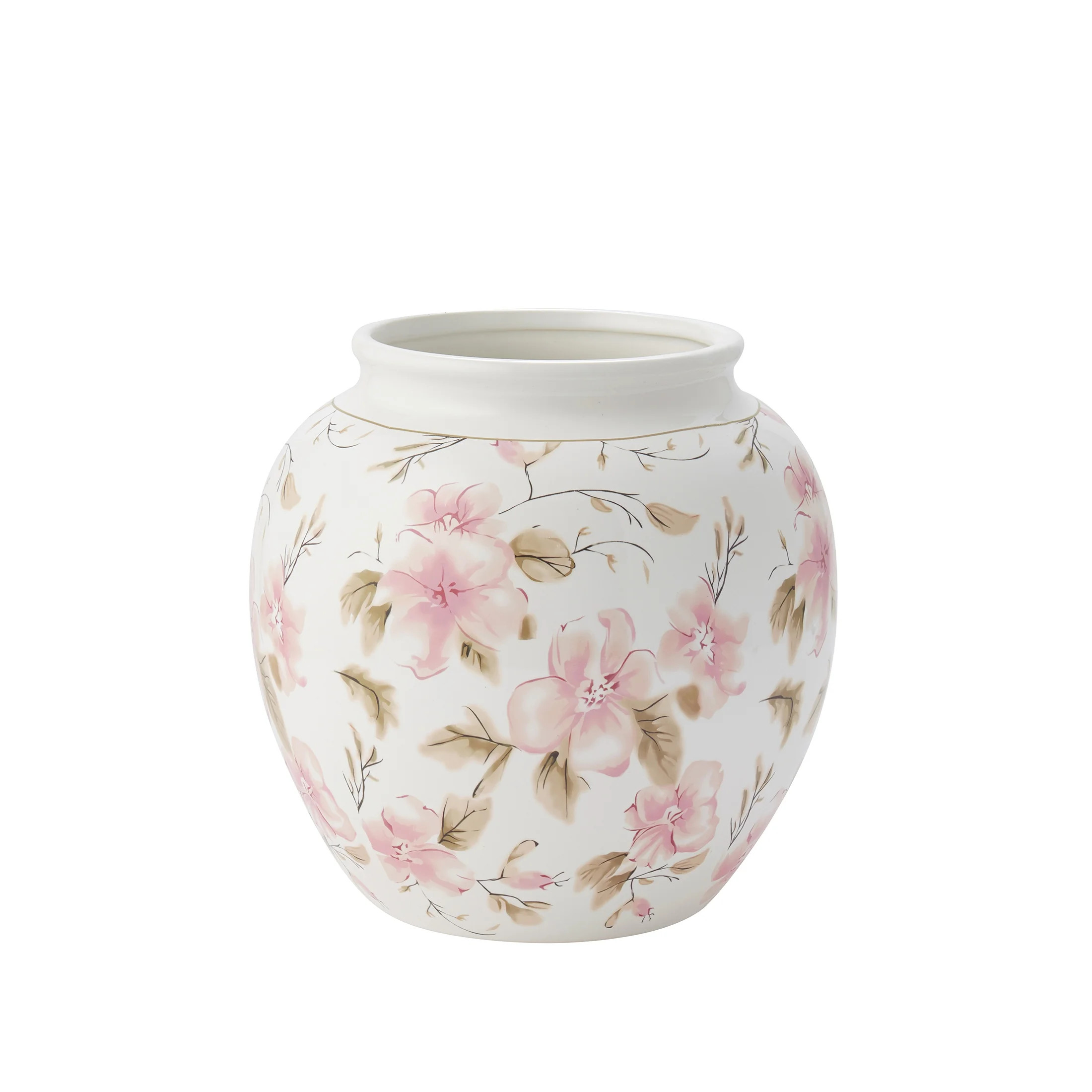 My Texas House 8" Pink Floral Round Ceramic Vase | Walmart (US)