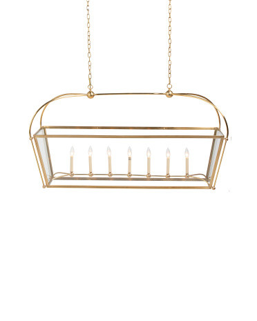 29.25x54 Riverside Hand Rubbed Brass And Glass Linear Pendant | TJ Maxx